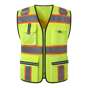 Odsevni brezrokavnik Odsevni brezrokavnik z več žepi Construction Leader Odsevna oblačila